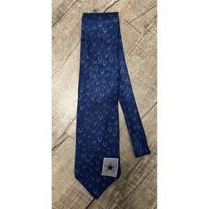 NFL Dallas Cowboys Silk Tie Navy Blue Goalpost Pattern Ralph Marlin Men‎ 327039